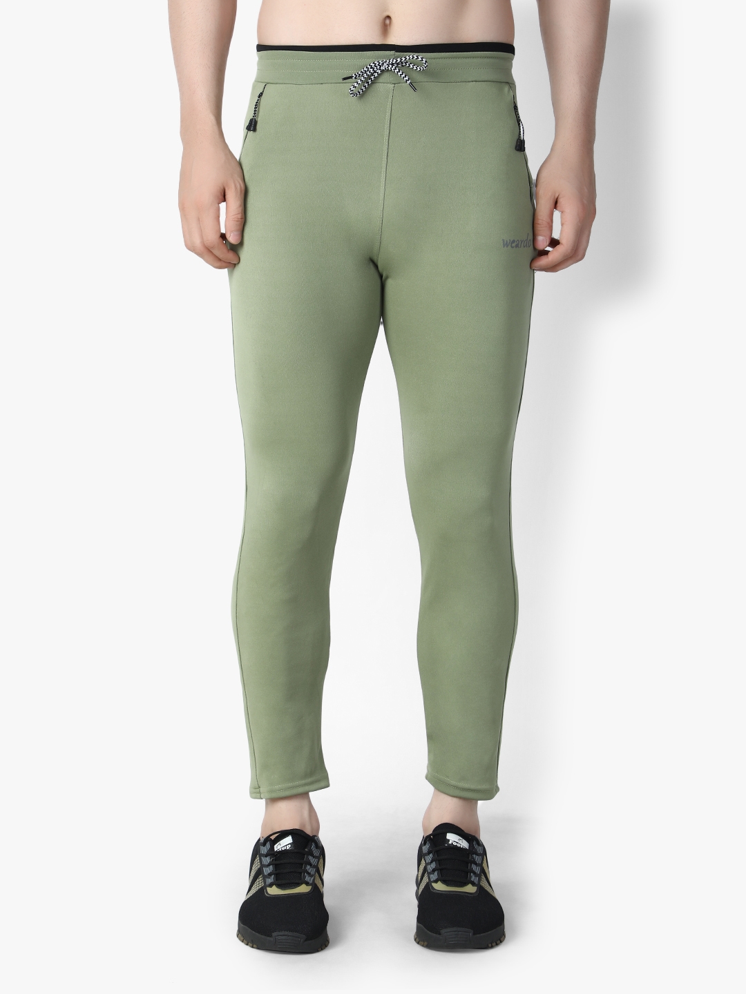 Weardo | Weardo Men's Solid Green Jogger in 4 Way Stretchable Fabric