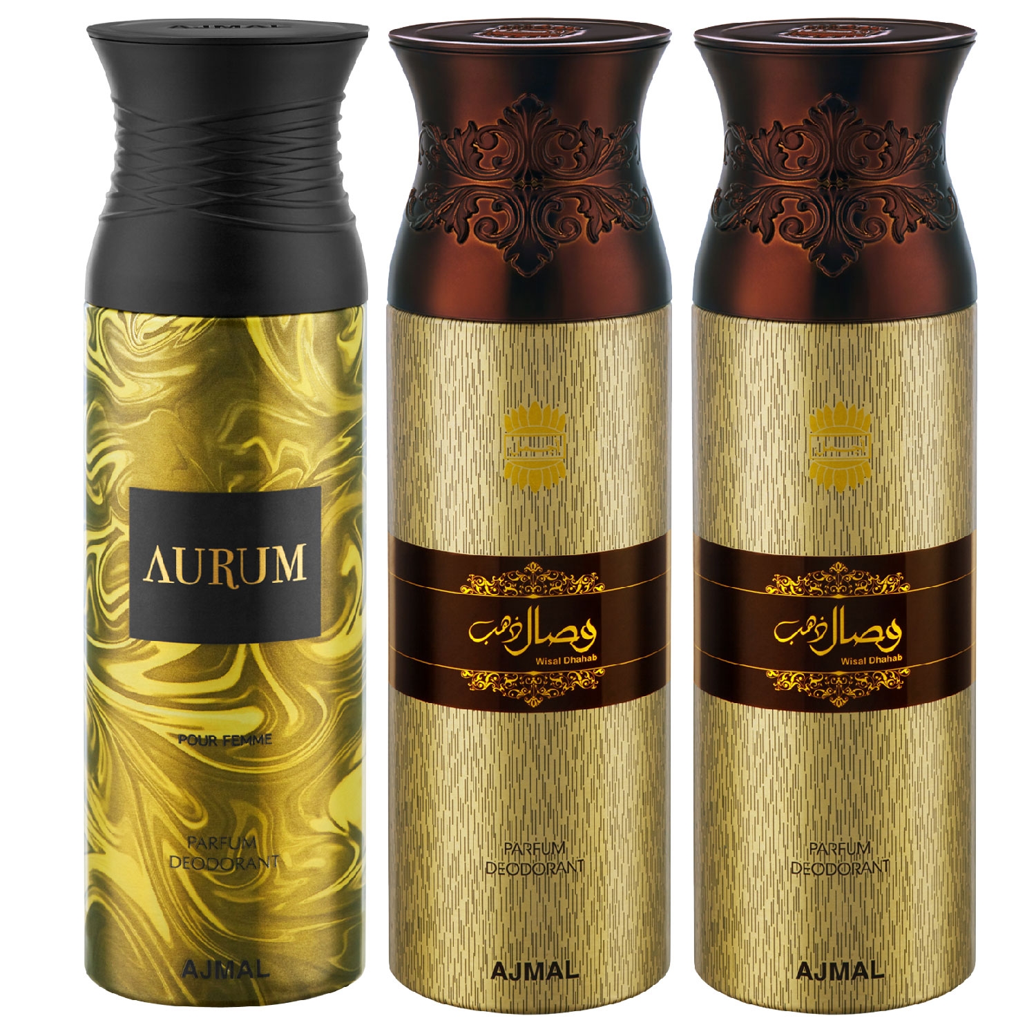 Ajmal | Ajmal Aurum & Wisal Dahab & Wisal Dahab Deodorant Spray - For Men & Women (200 ml, Pack of 3)