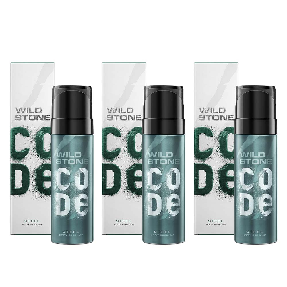 Wild Stone | Wild Stone Code Steel Body Perfume Spray for Men Pack of 3 (120ml Each)