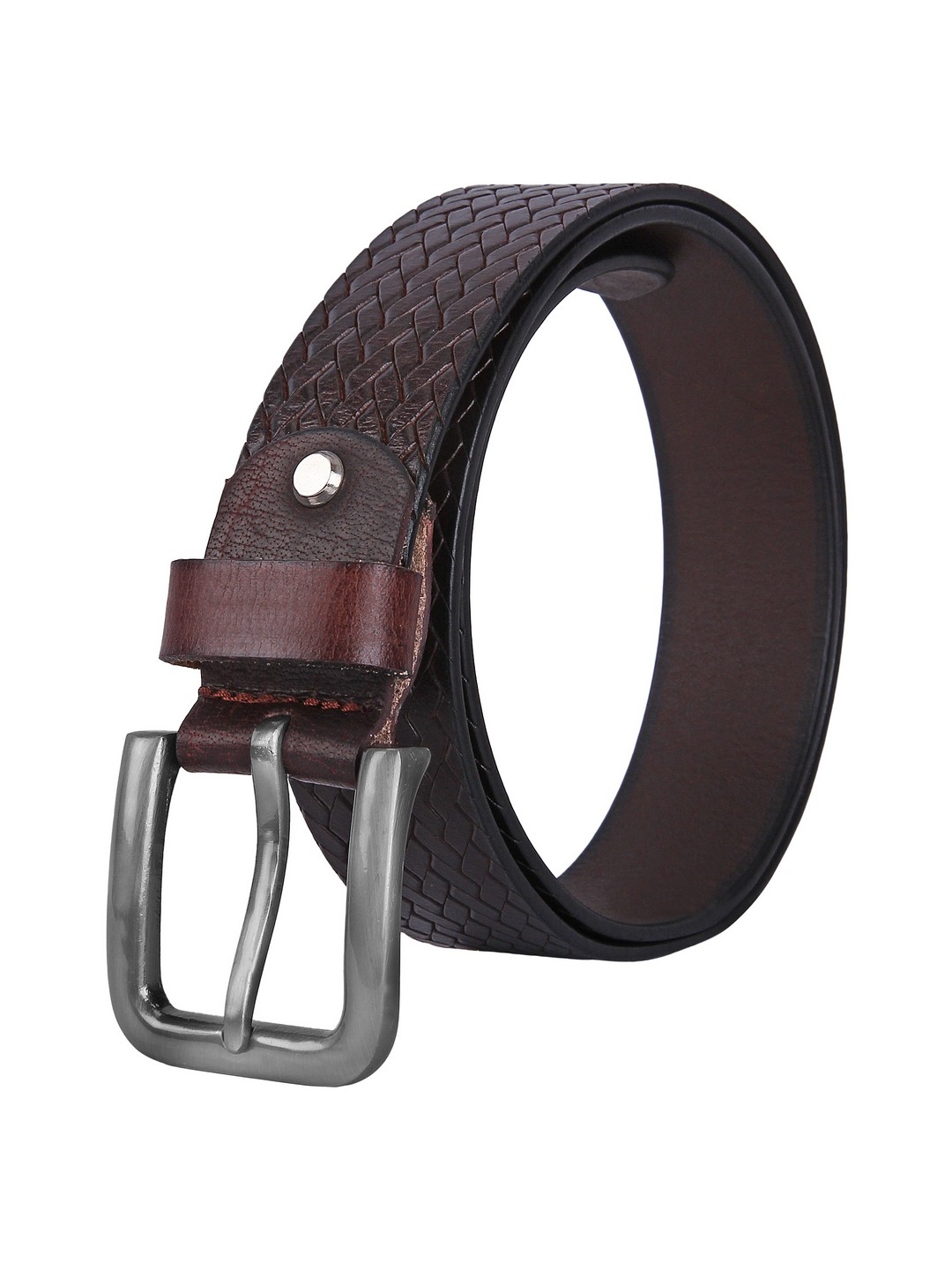 CREATURE | Creature Textured Print Formal/Casual Brown Genuine Leather Belts For Men
