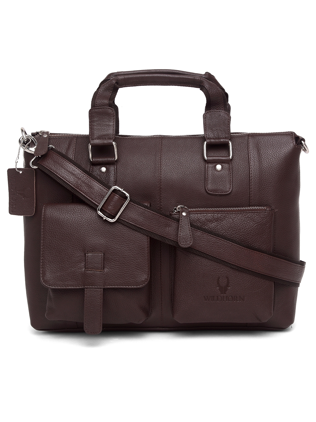 WildHorn | WildHorn 100% Genuine Leather Brown Laptop Bags for Men 