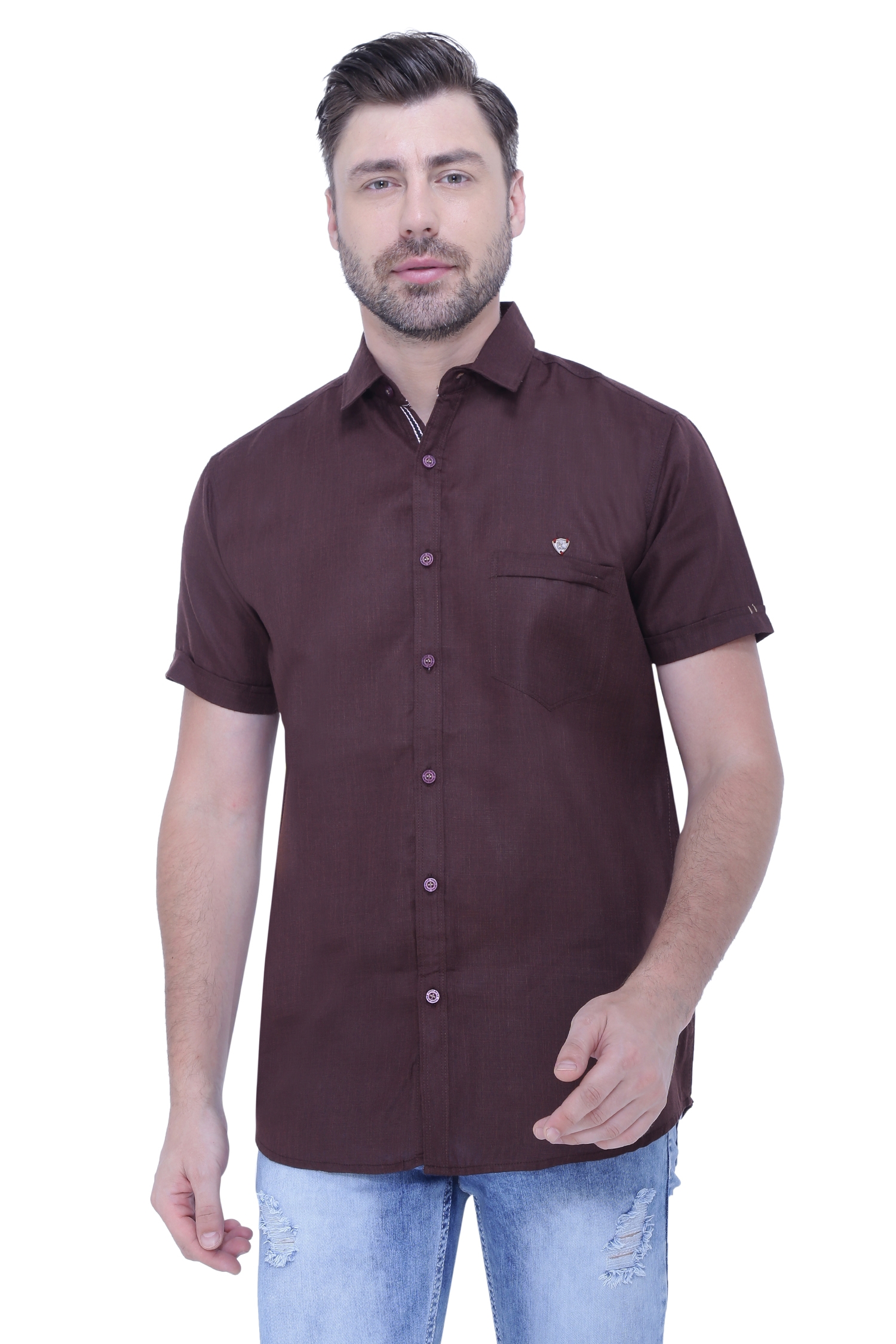 Kuons Avenue | Kuons Avenue Men's Linen Blend Half Sleeves Casual Shirt-KACLHS1240
