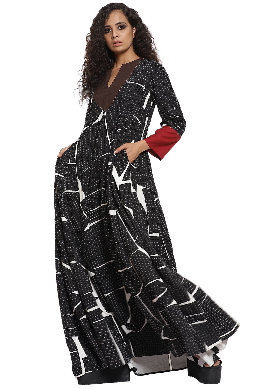 ABRAHAM AND THAKORE | Abstract Patchwork Kali Dress