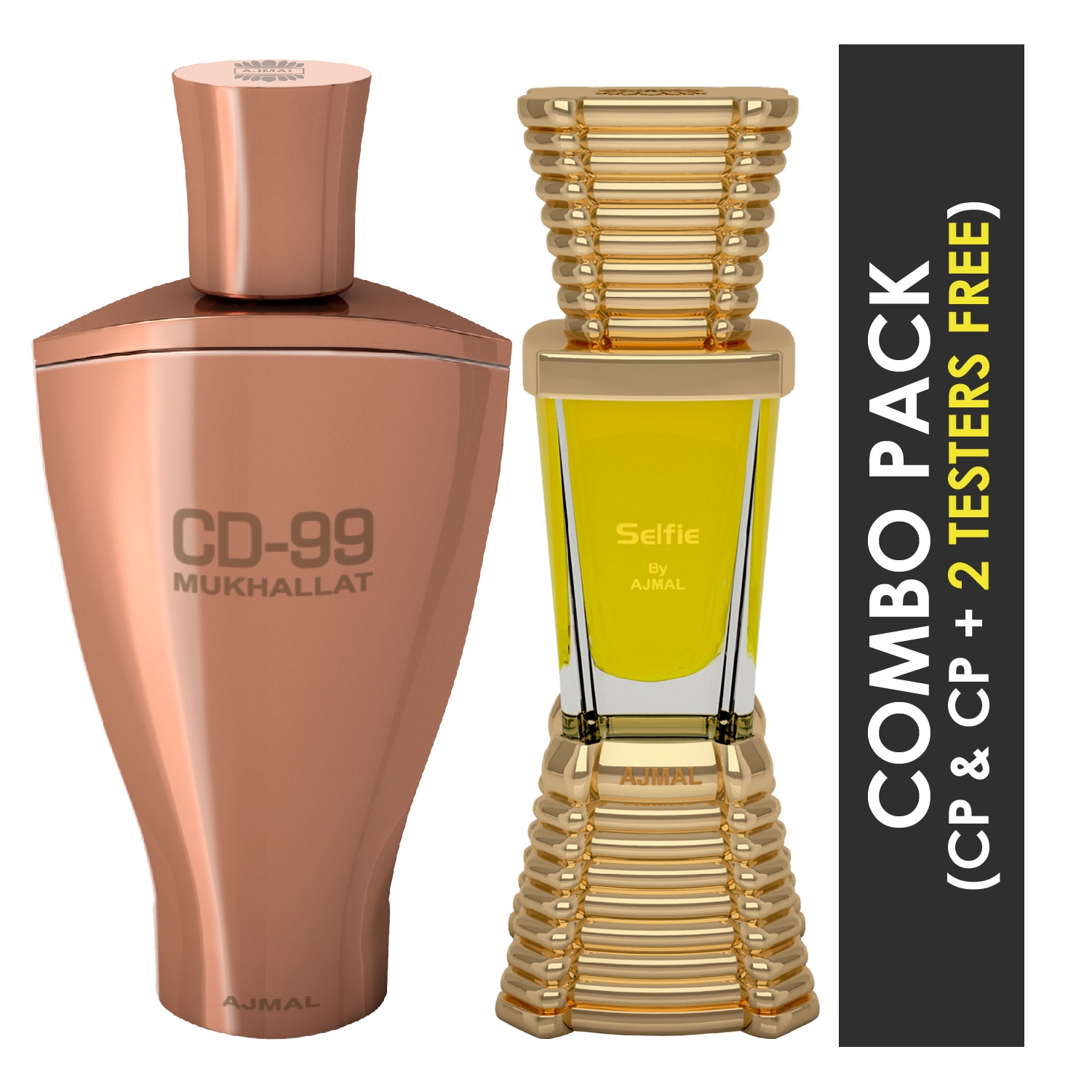 Ajmal | Ajmal CD 99 Mukhallat Concentrated Perfume Attar 14ml for Unisex and Selfie Concentrated Perfume Attar 10ml for Men+ 2 Parfum Testers FREE