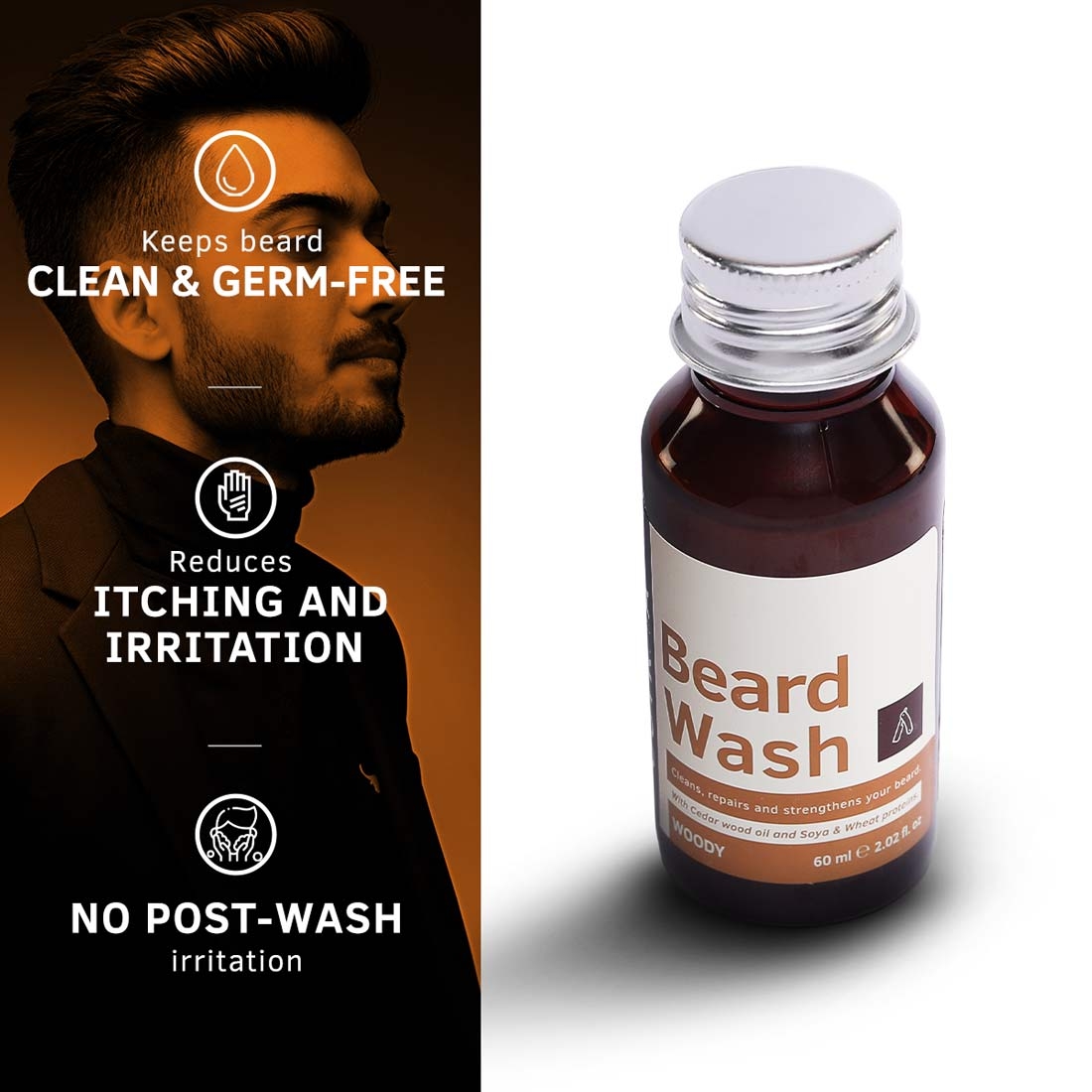 Ustraa Beard growth Oil - 35ml And Beard Wash Woody - 60ml
