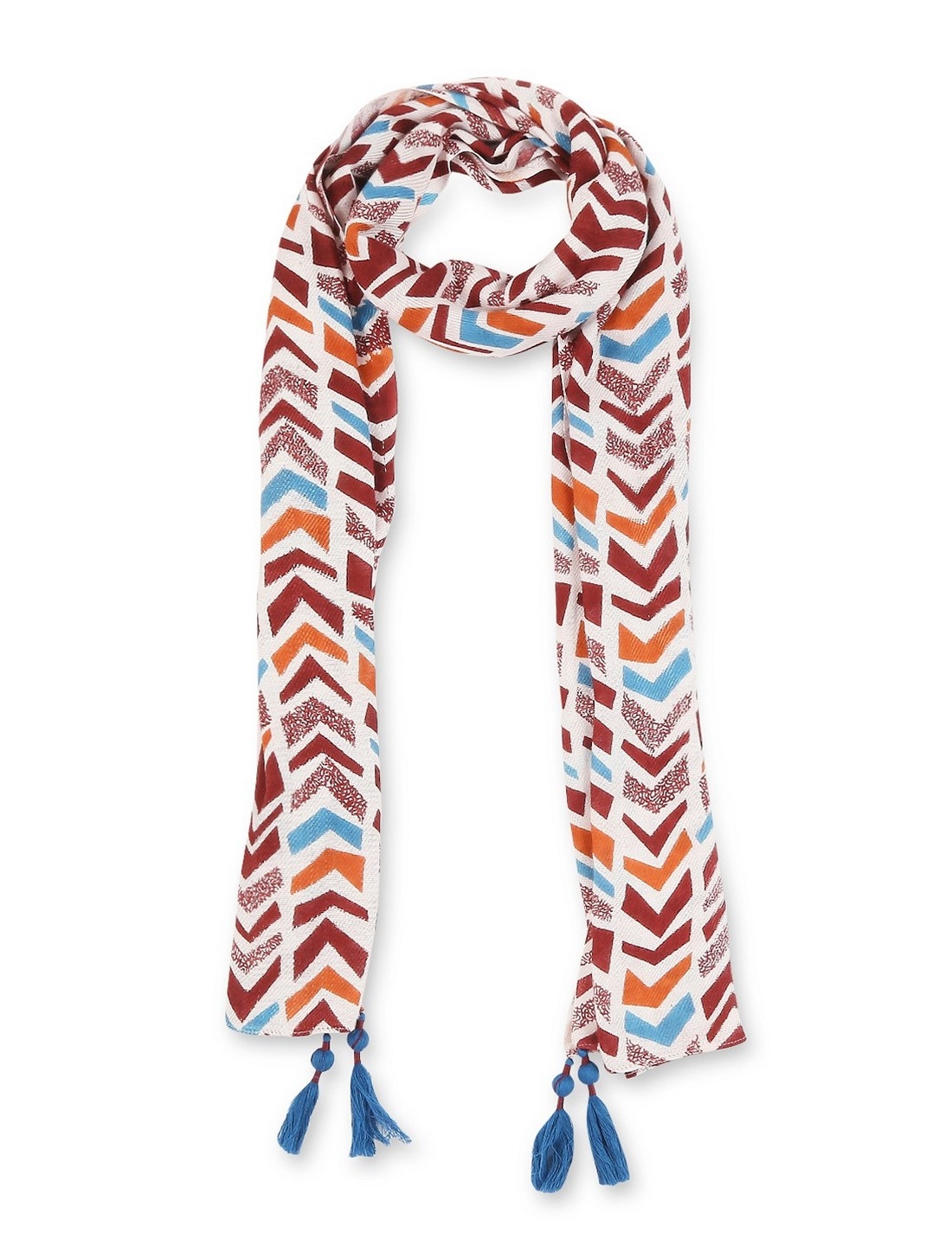 Get Wrapped | Get Wrapped Multi  Printed Scarves with Tassels for Women 3