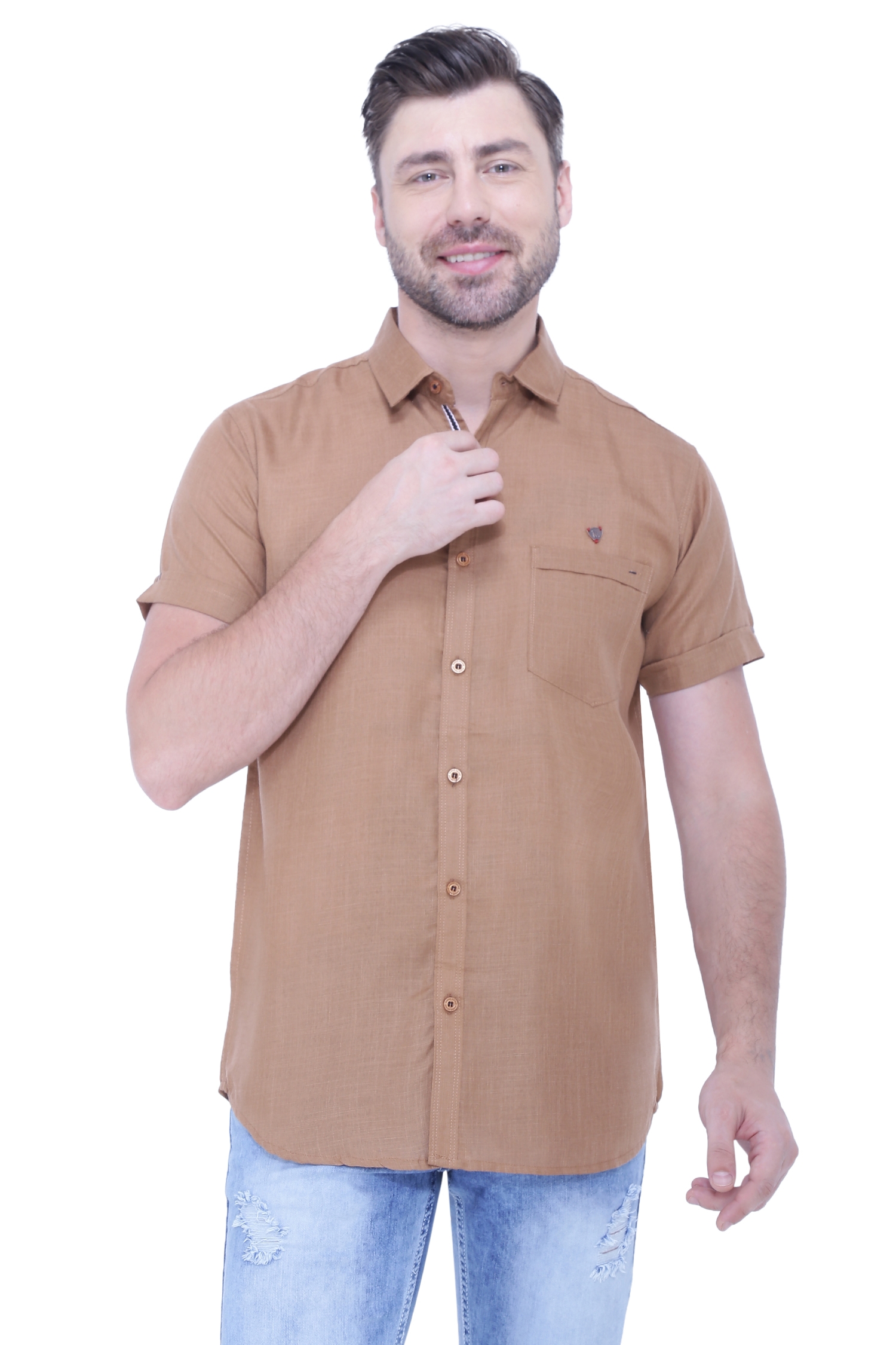 Kuons Avenue | Kuons Avenue Men's Linen Blend Half Sleeves Casual Shirt-KACLHS1238