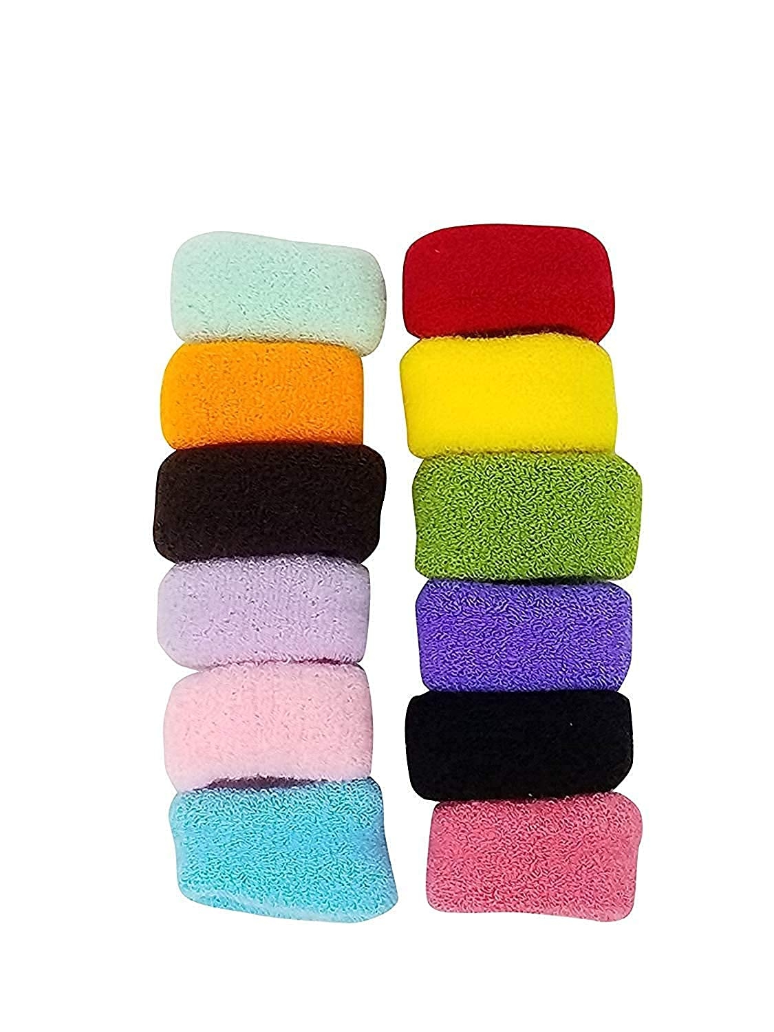 LACE IT | Laceit Cotton Woolen Bun/Ponytail Thick Rubber Bands for Women (Pack of 12) (Multicolor)