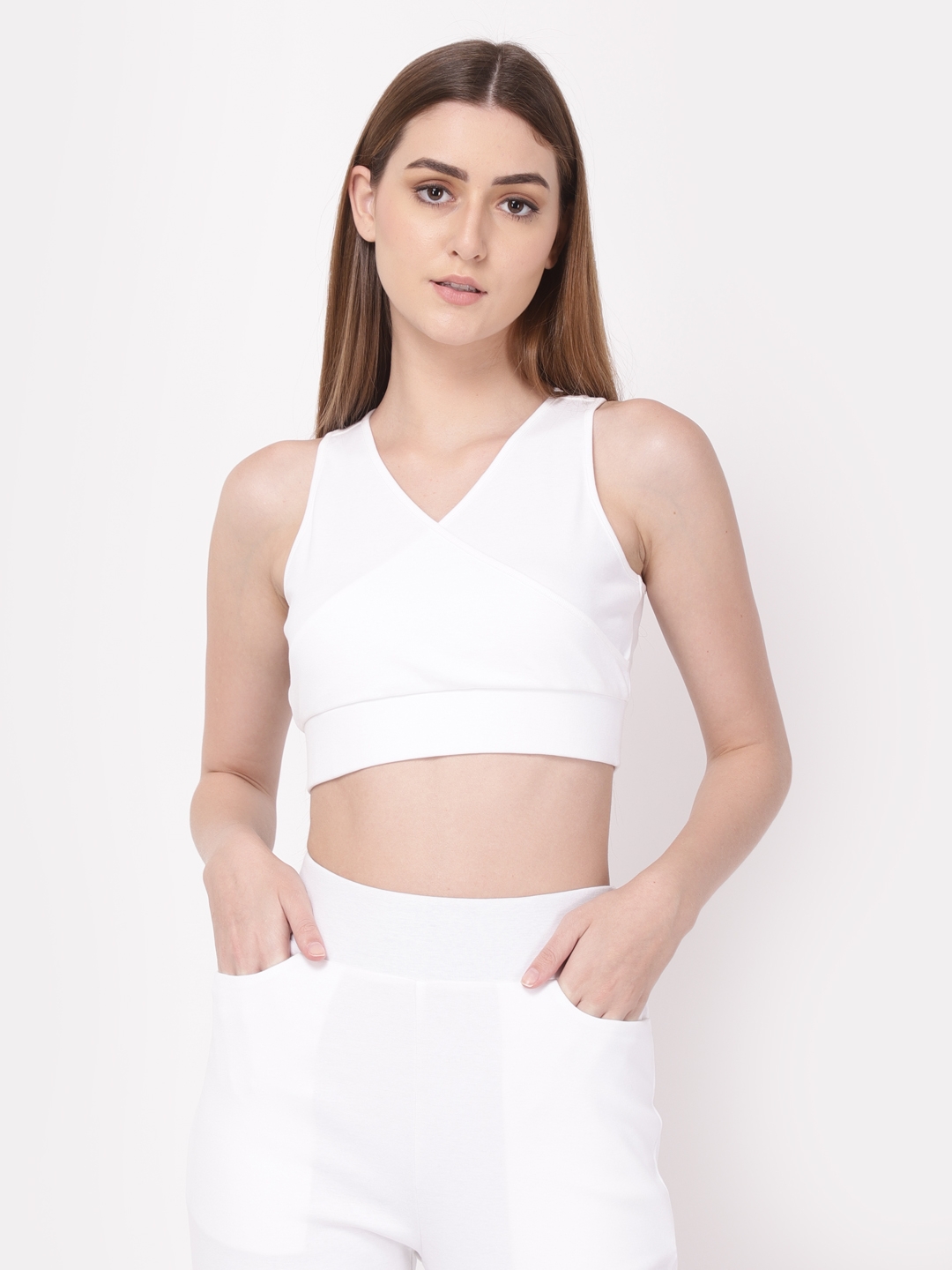 YOONOY | White Solid Crop Top