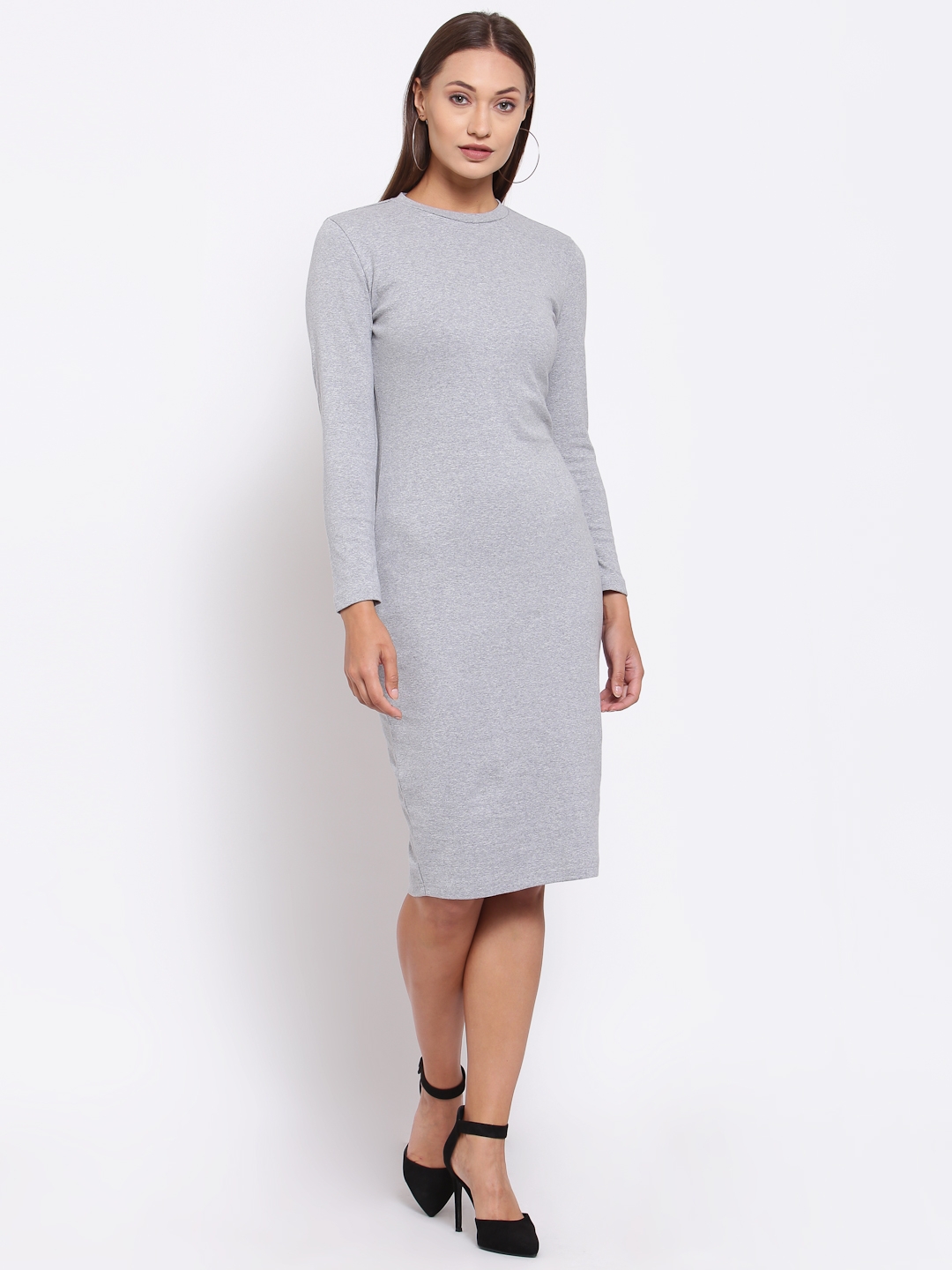 YOONOY | Grey Solid Bodycon Dress