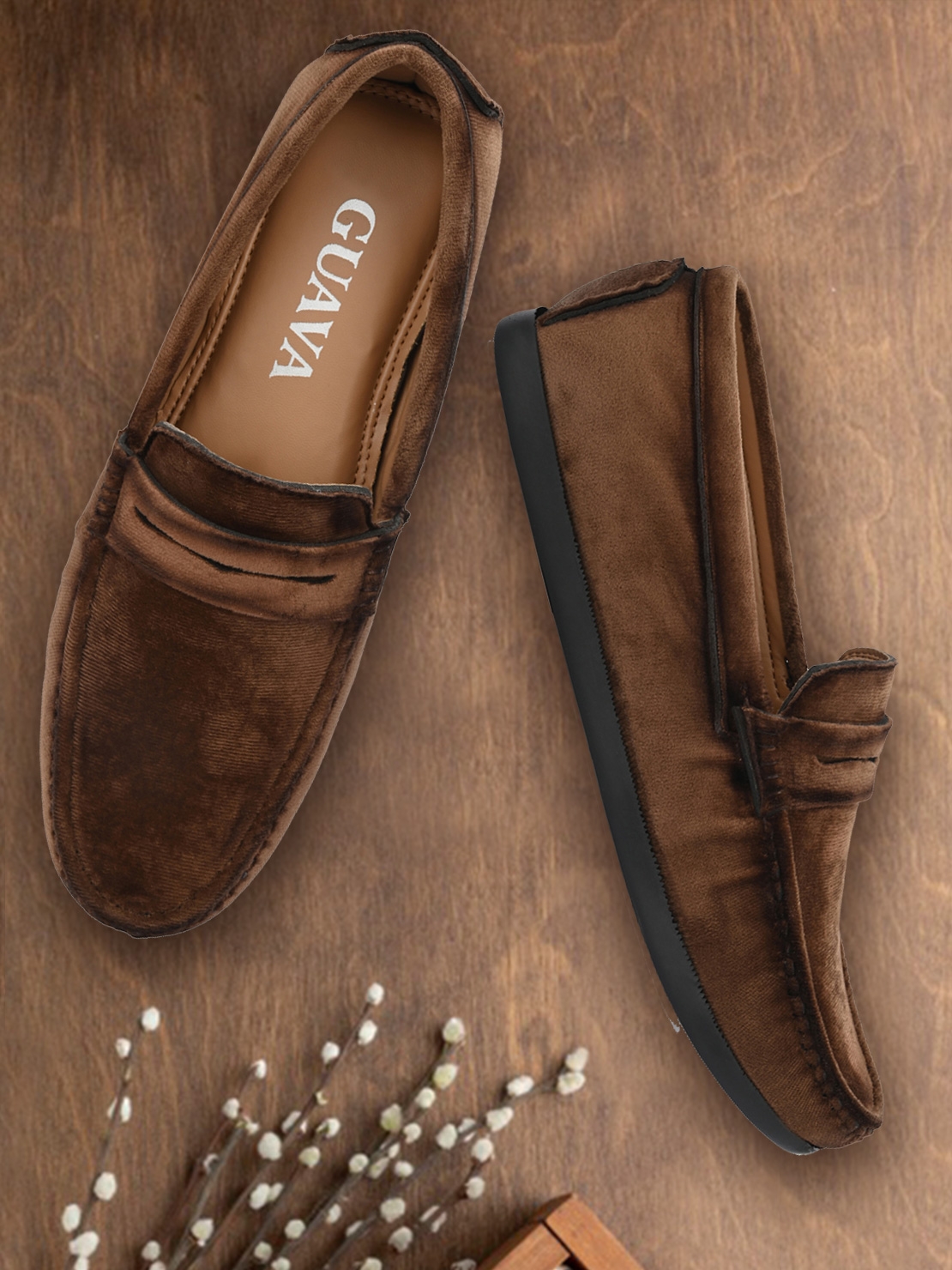 Guava | Guava Charming Velvet Casual Loafer Shoes - Brown