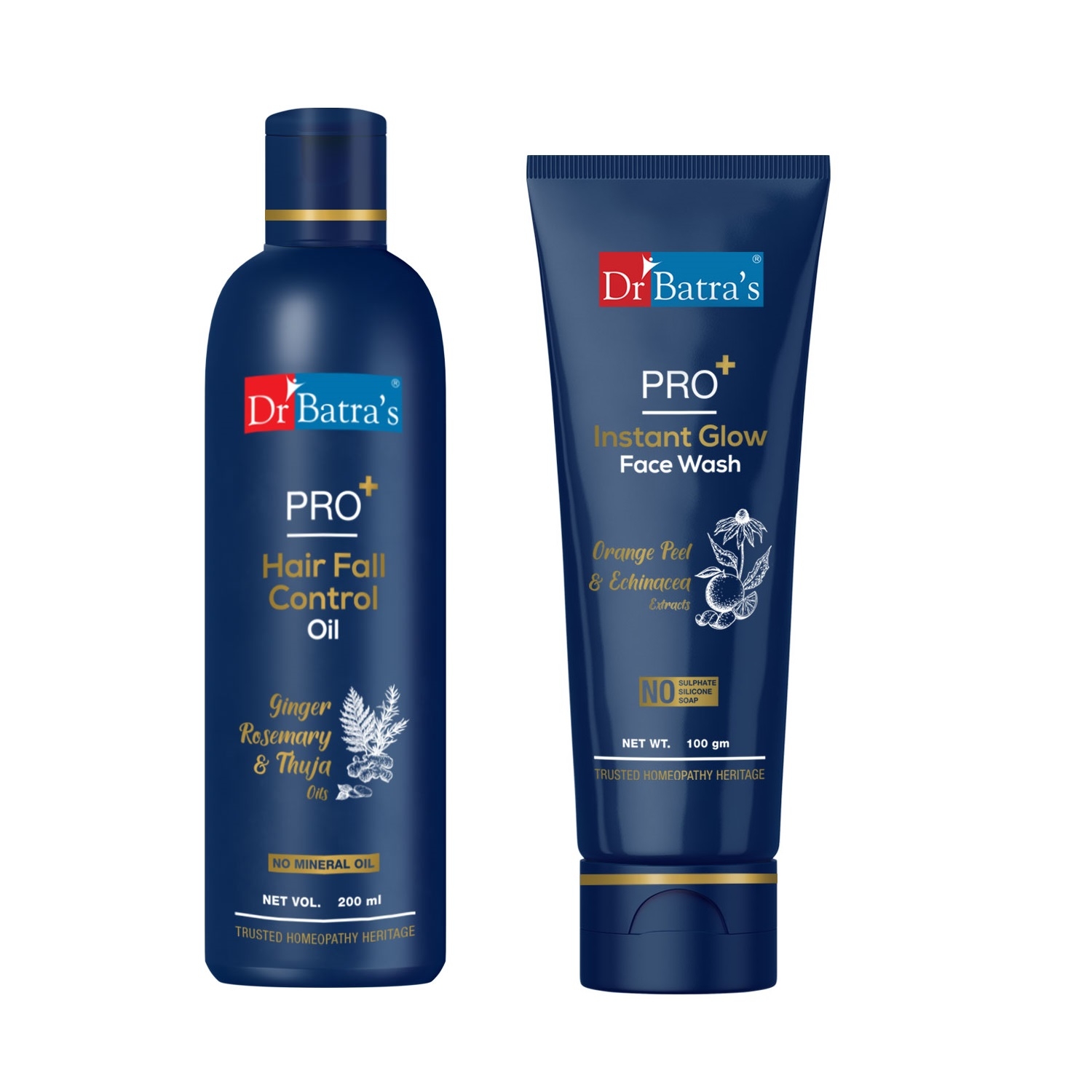 Dr Batra's | Dr Batra's PRO+ Hair Fall Control Oil -200ml and PRO+Instant Glow Face Wash-100 g