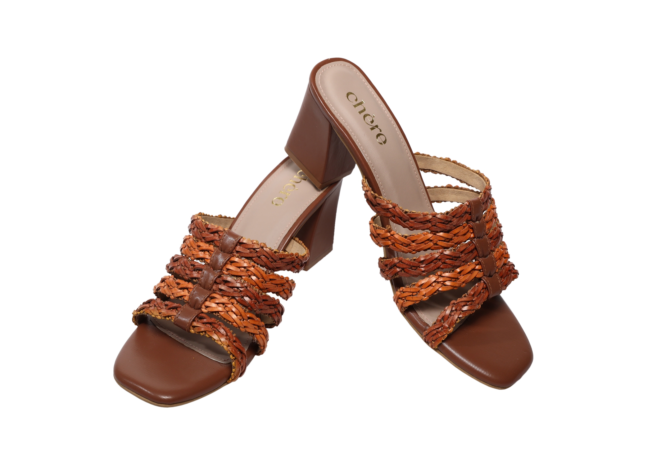 Chere | Women Tan Casual Block Heels Sandals- Chere