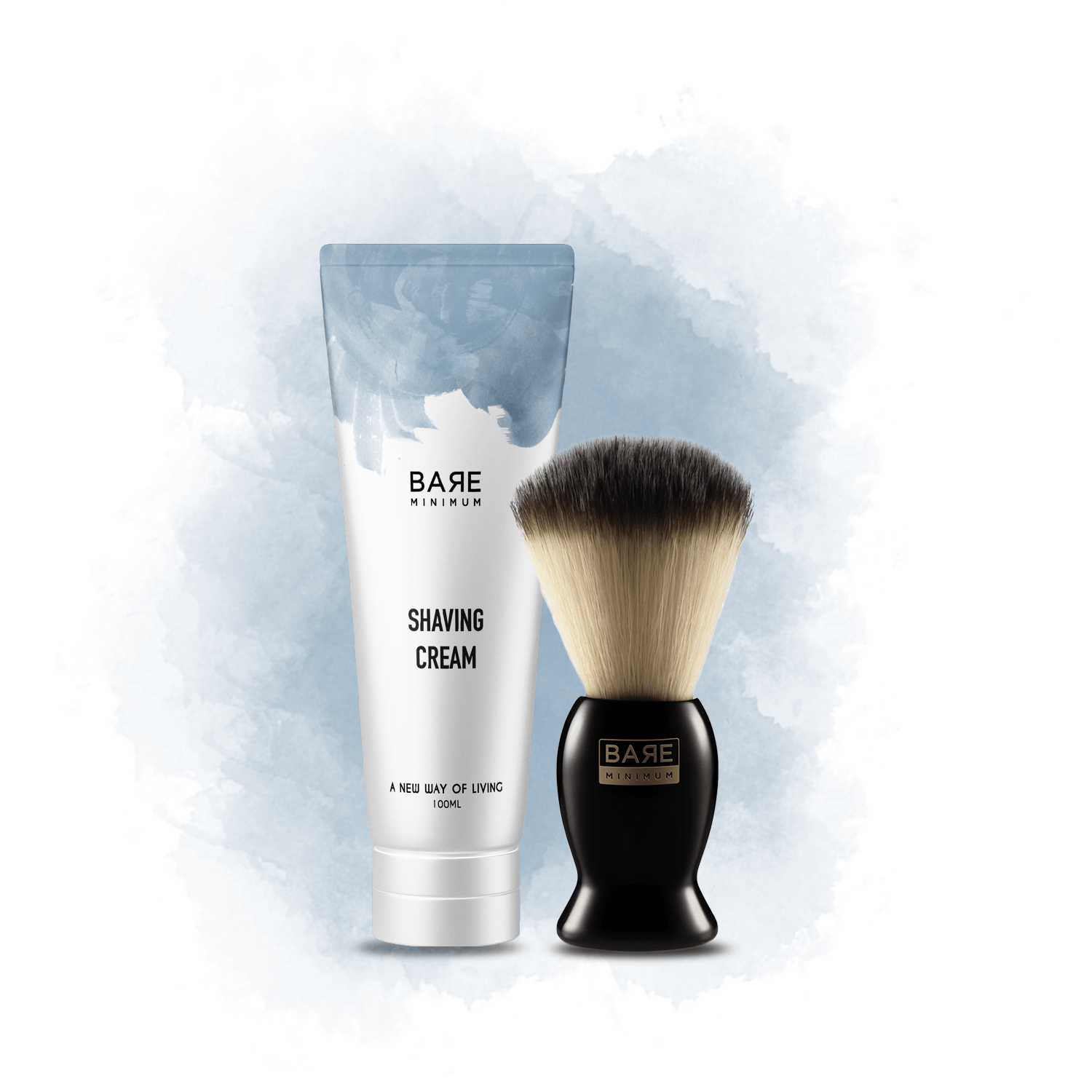 Bare Minimum | Combo of Shaving Cream + Shaving Brush | With The Extracts Of Sandalwood And Holy Basil | pH-Balanced Formula | Gender-Neutral | For All Skin Types (Shaving Cream 100g + Shaving Brush)