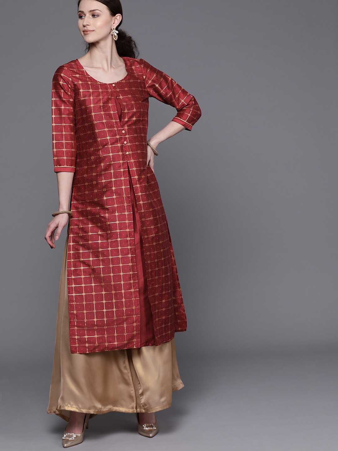 ZNX CLOTHING | Double layered maroon kurta