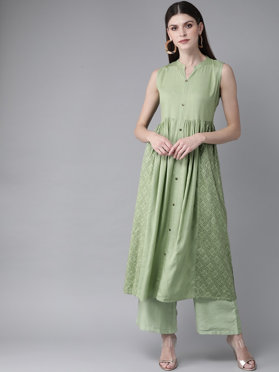 ZNX CLOTHING | Mint Green sleeveless kurta