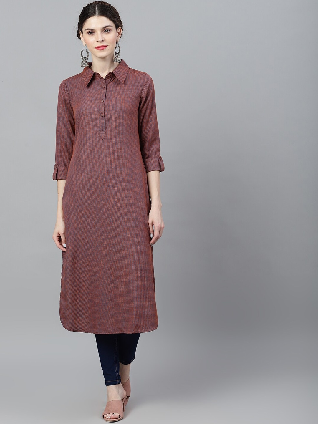 ZNX CLOTHING | Blue & Orange Bella Checks Pathani Kurta