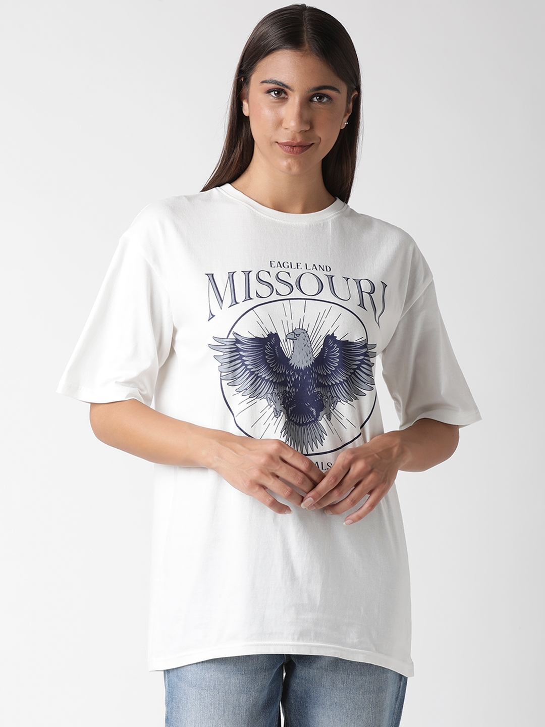 Blue Saint | White Printed T-Shirts (B7S17WHKM9008-BSWMAY-53-B-White)